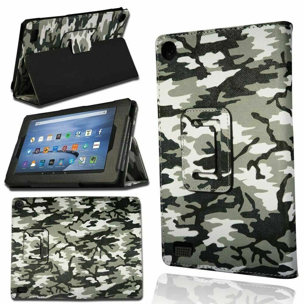Amazon Kindle Fire HD 10 5th Gen 2015 Camouflage Smart Leather Stand Case