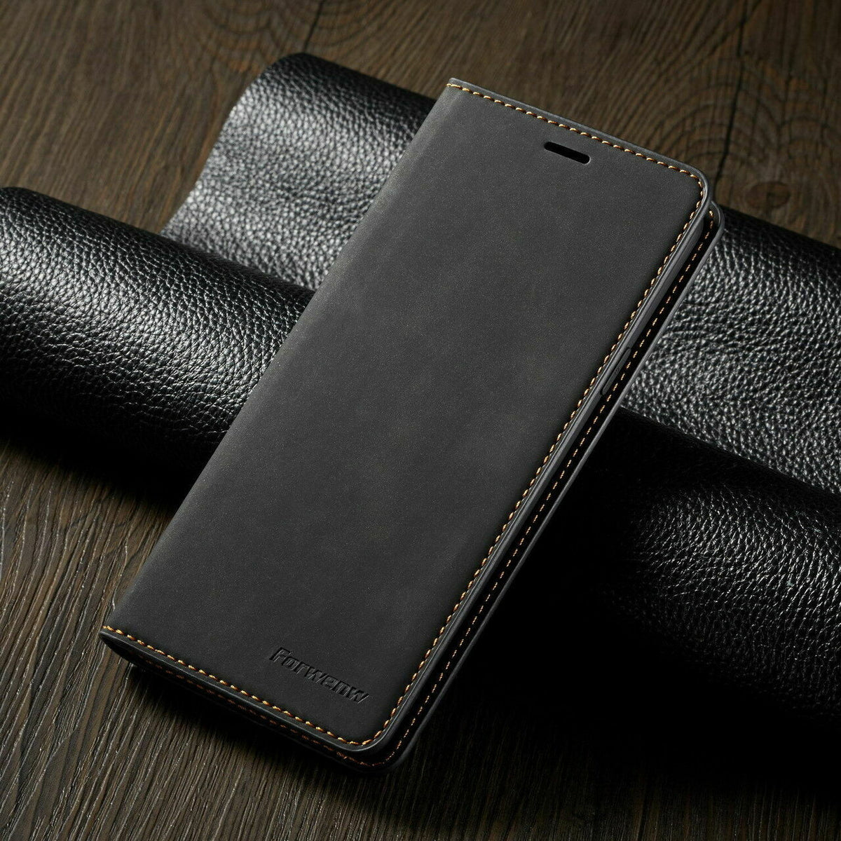 For Samsung S21  black Leather Wallet Flip Case Card Stand Shockproof Cover