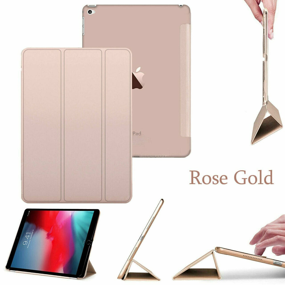 smart magnetic leather stand case Apple Ipad Mini 5  Rose Gold