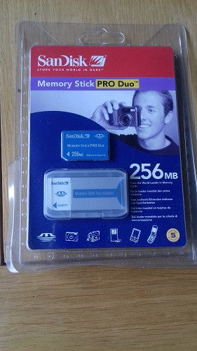 Sandisk 256MB Pro Duo Memory Card Stick and Adapter