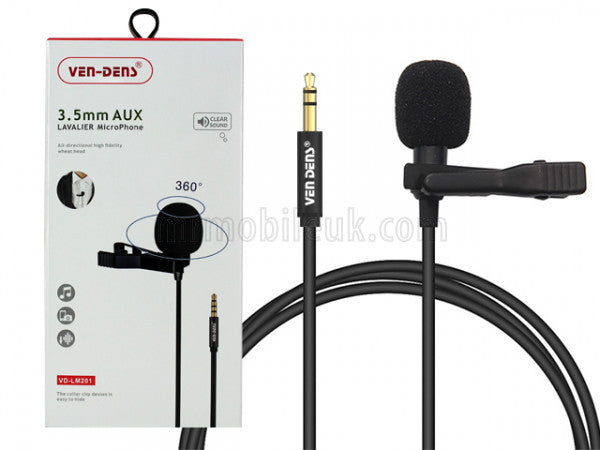 VD-LM201 Lavalier Microphone to 3.5mm AUX - Black