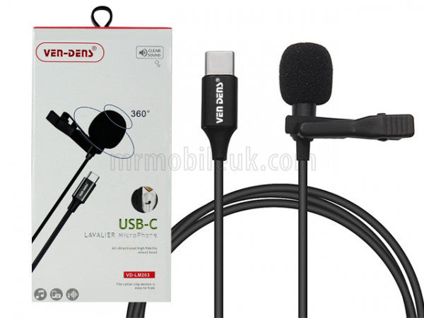 VD-LM203 Lavalier Microphone to USB-C - Black