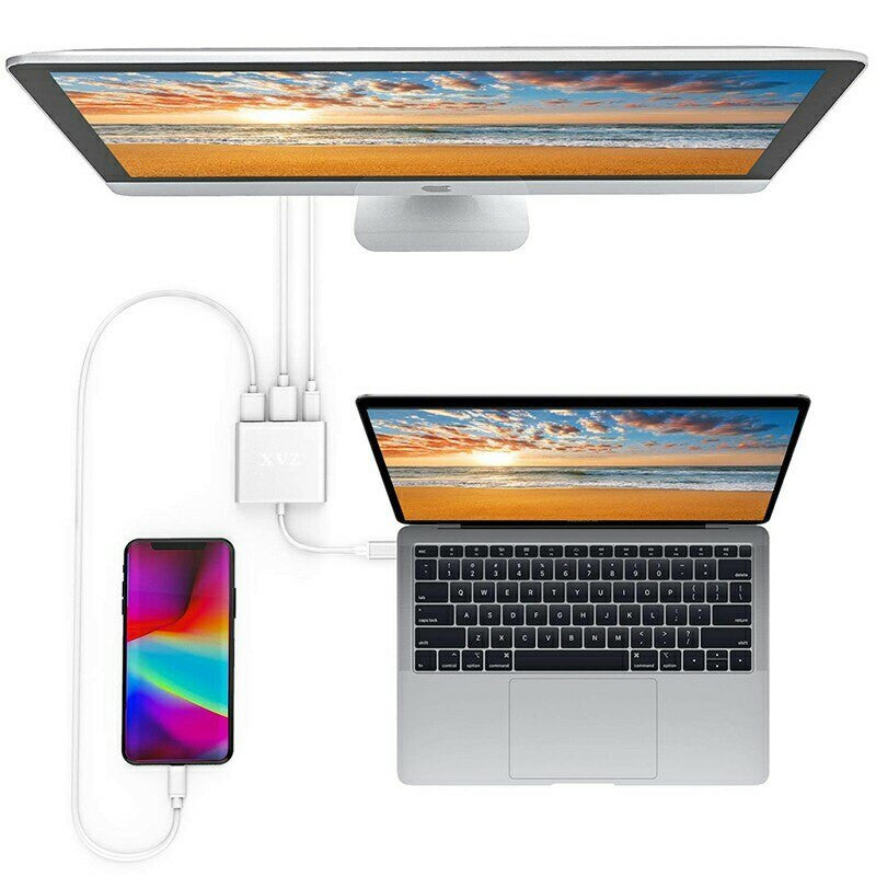 3 in1 Type C to USB-C 4K HDMI USB 3.0 Hub Adapter Cable For Macbook