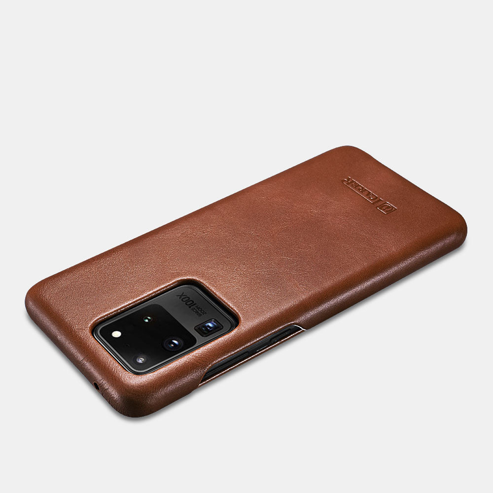 Samsung S20 Ultra curved edge vintage leather case - Brown