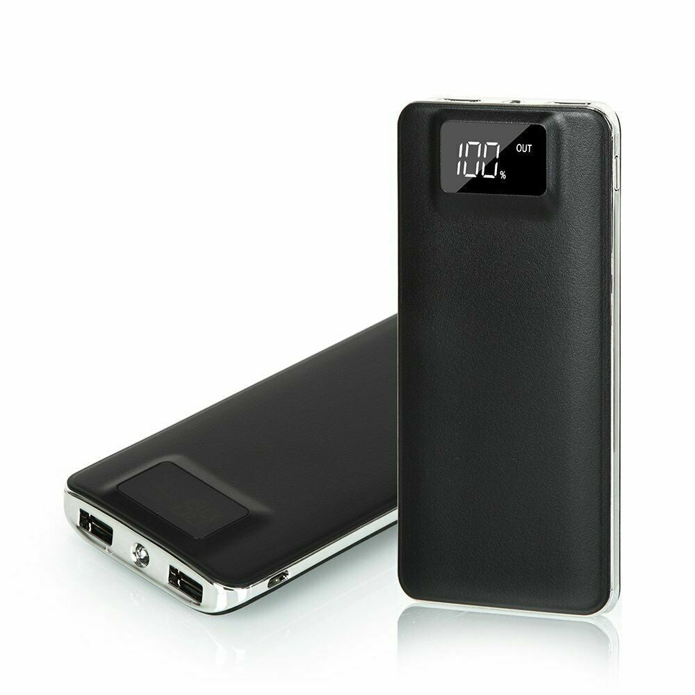 Black Dual USB 900000mah Portable LCD Power Bank for apple iPhone12 12pro 12pro max