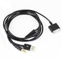 Black 30pin to 3.5mm Dock Adapter Car AUX Audio Charger Cable For iPhone 4G iPad iPod