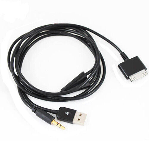 Black 30pin to 3.5mm Dock Adapter Car AUX Audio Charger Cable For iPhone 4G iPad iPod