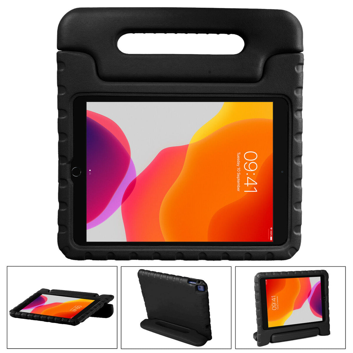 Apple iPad 10.2 (7th Generation) 2019 Black Kid Shockproof Handle Stand Case