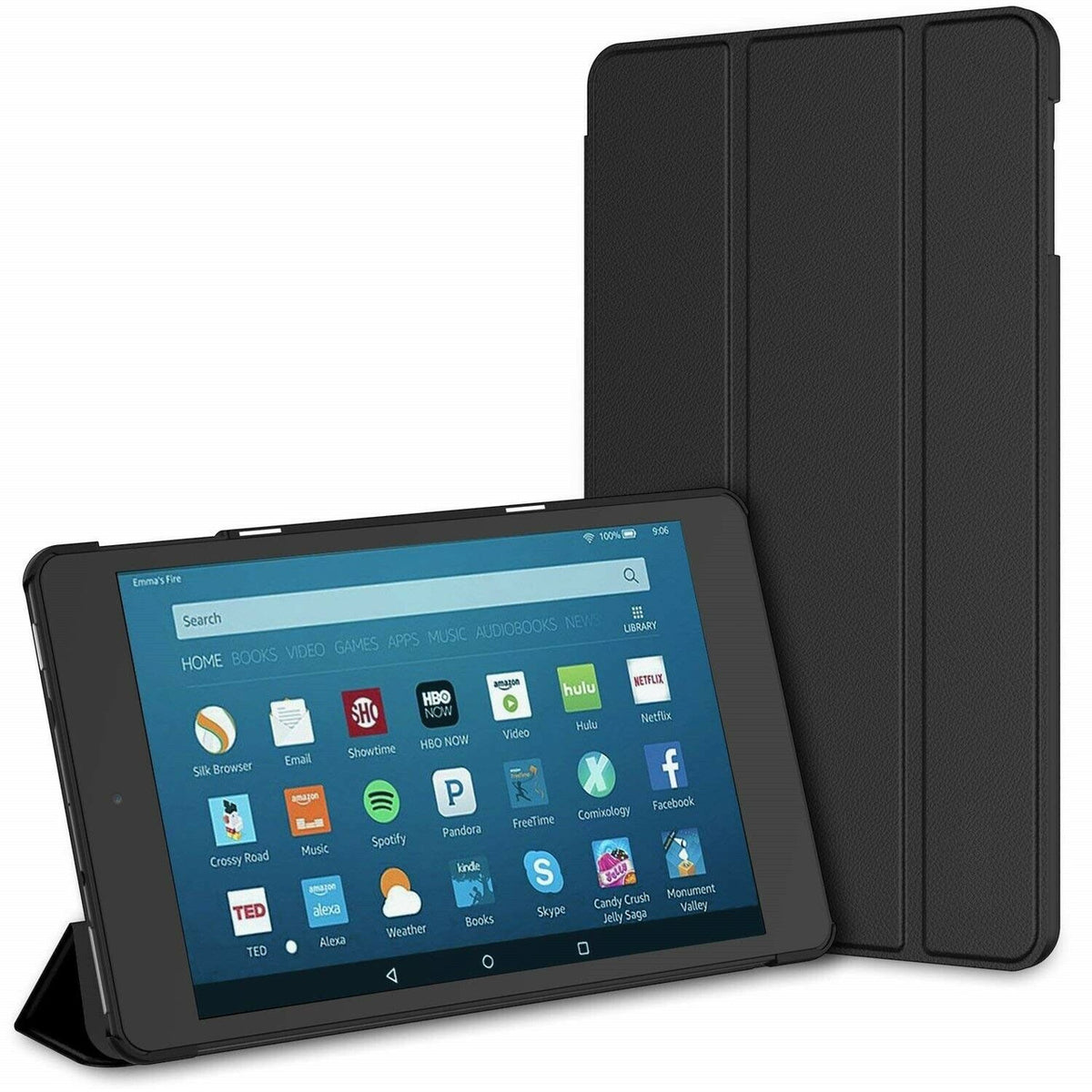 Amazon Kindle Fire HD 8 (2018) Tri Foil Smart Slim Leather Case (7th & 8th Generation)