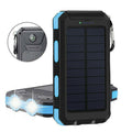 30000mAh  blue Solar Power Bank Waterproof 2USB LED Battery Charger For Cell Phone