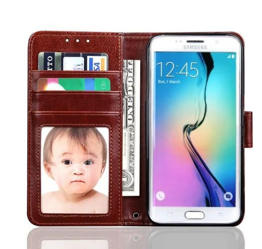Brown Luxury Wallet Case for Samsung S7 Plus