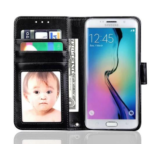 Black Luxury Wallet Case for Samsung S7 Plus
