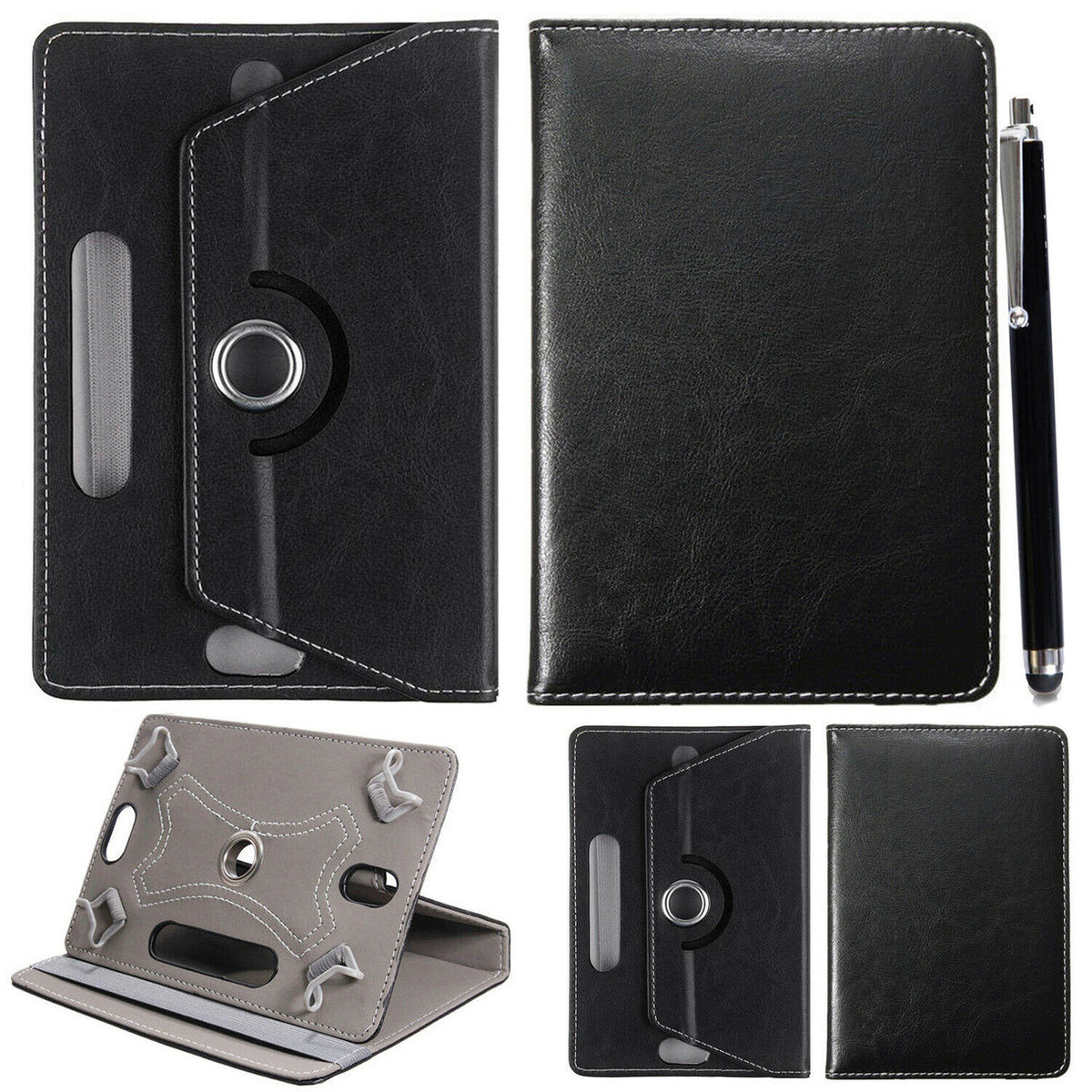 Amazon Kindle Fire HD 10 7th Gen Folio Rotating Stand Wallet Leather Case