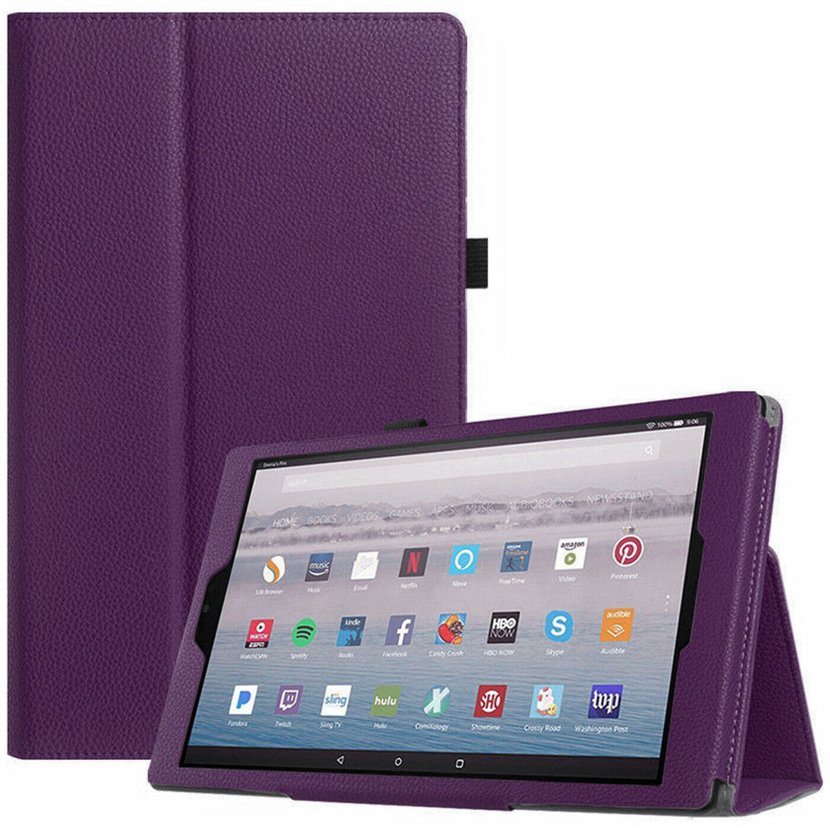 Amazon Kindle Fire HD 8 8Plus 2020 purple Leather Flip Smart Stand Case