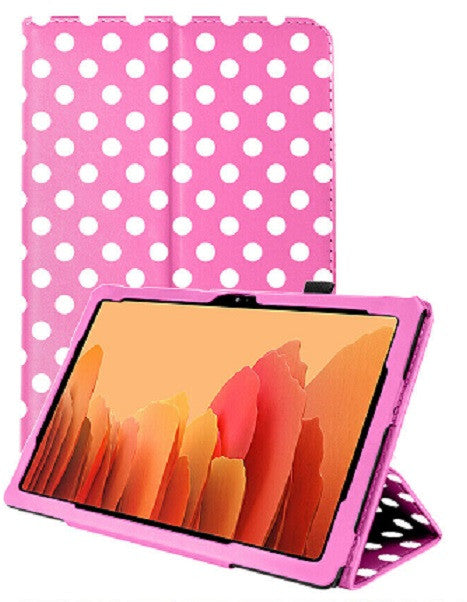 Samsung Galaxy Tab A7 10.4 2020 T50 T505  Pink Polka Smart 360 Folding Stand Cover