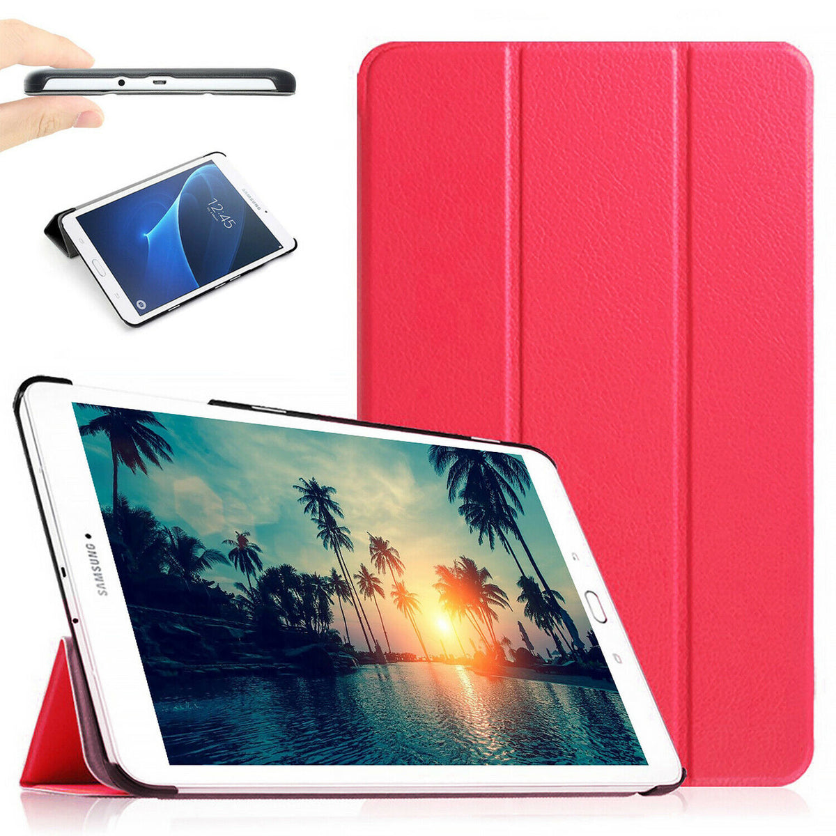 Pink Stand Smart Flip Case Cover For Samsung Galaxy Tablet E 9.6" (2015) T560 T561