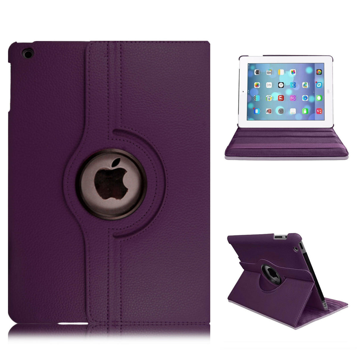 Apple iPad Pro 12.9(2018)360 Rotating Stand Case Folding Leather Case Purple