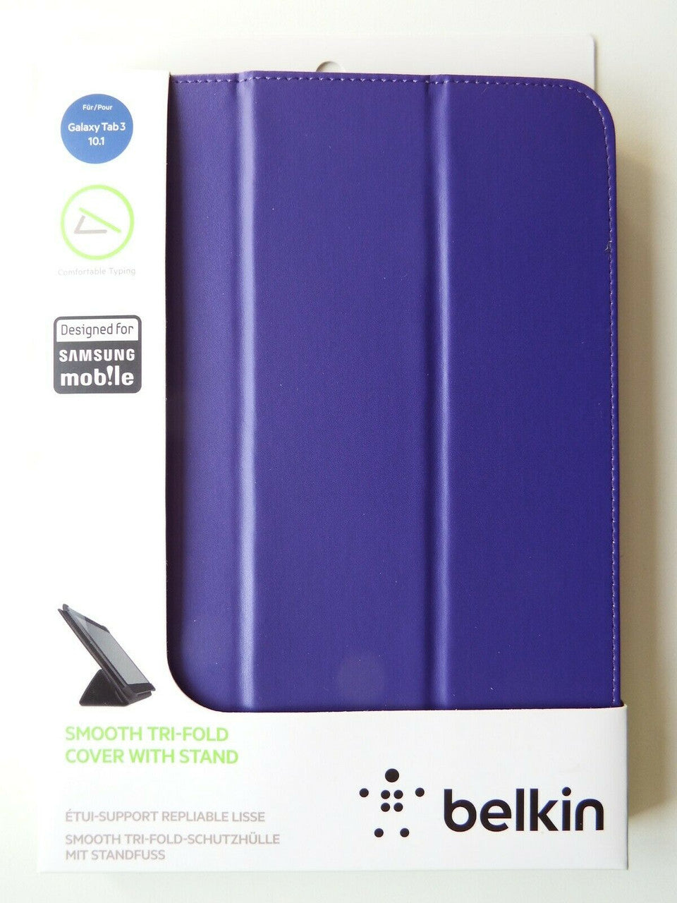 Belkin Samsung Galaxy Tab 3 10.1" Smooth Tri-Fold Cover Case P5210 P5220 Purple
