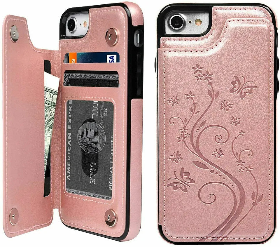 Rose gold leather wallet flower case for Samsung Galaxy A72 5G (2021)