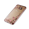 Samsung Galaxy J3 Shockproof Gel Bling Pink Flower Rose Gold Bumper case