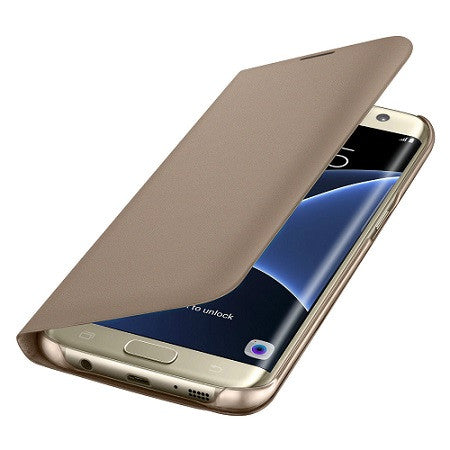 Samsung Galaxy S6 Leather Wallet Card Holder Cover - Gold
