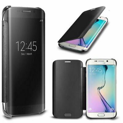 Samsung Galaxy S7 Mirror Wallet Case Cover Black