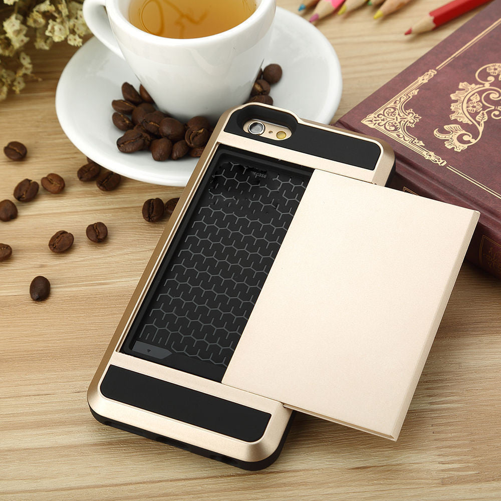 Samsung Galaxy S7 Edge Card Pocket Slim Hybrid Case Gold