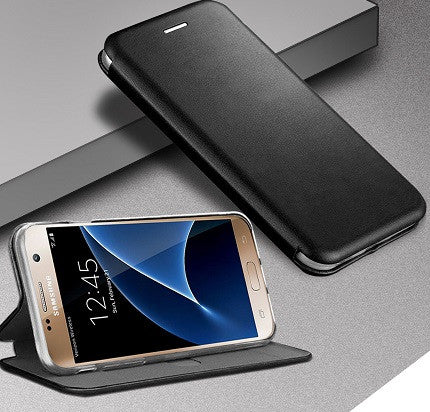Black Smart Luxury Leather Wallet Case for Samsung Galaxy J3 2017